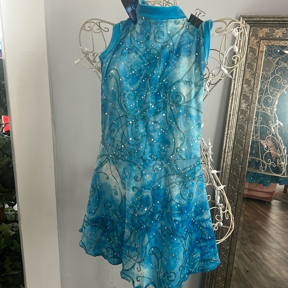Blue sparkly figure skating dress size small